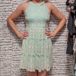 Altard state mint green halter lace dress